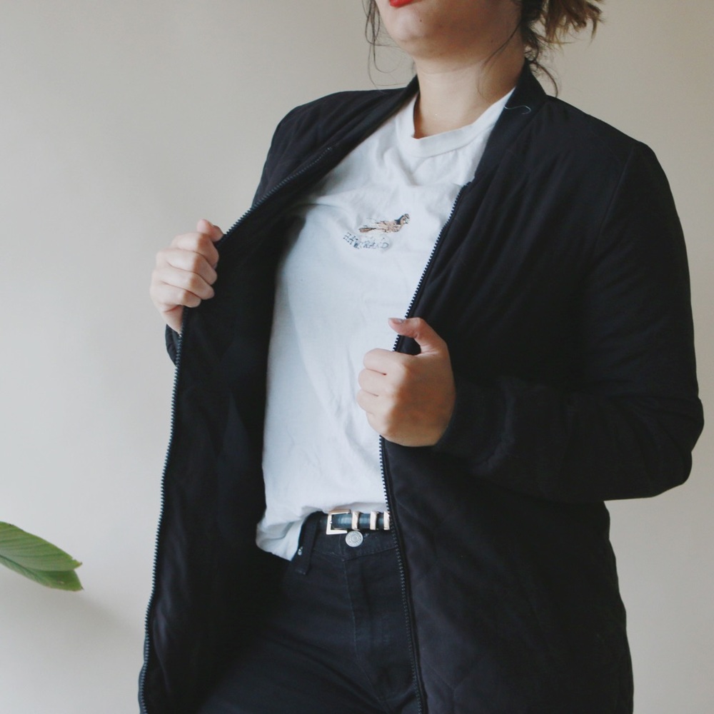 *ASOS* Black Mid-Length Bomber Jacket